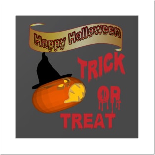 Trick Or Treat  happy Halloween Pumpkin Posters and Art